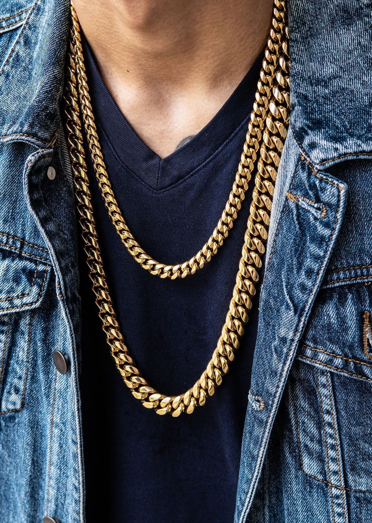 Gold Plated Double Miami Cuban Link ( 10 MM & 14 MM )