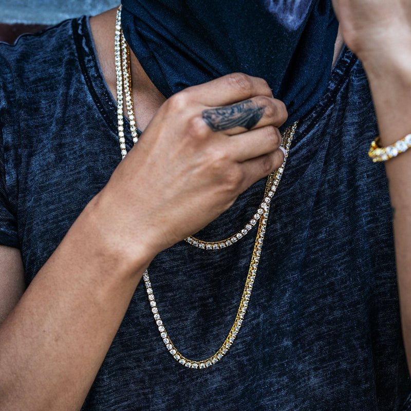 Gold Plated Tennis Chains ( 4 MM ) & Tennis Bracelet