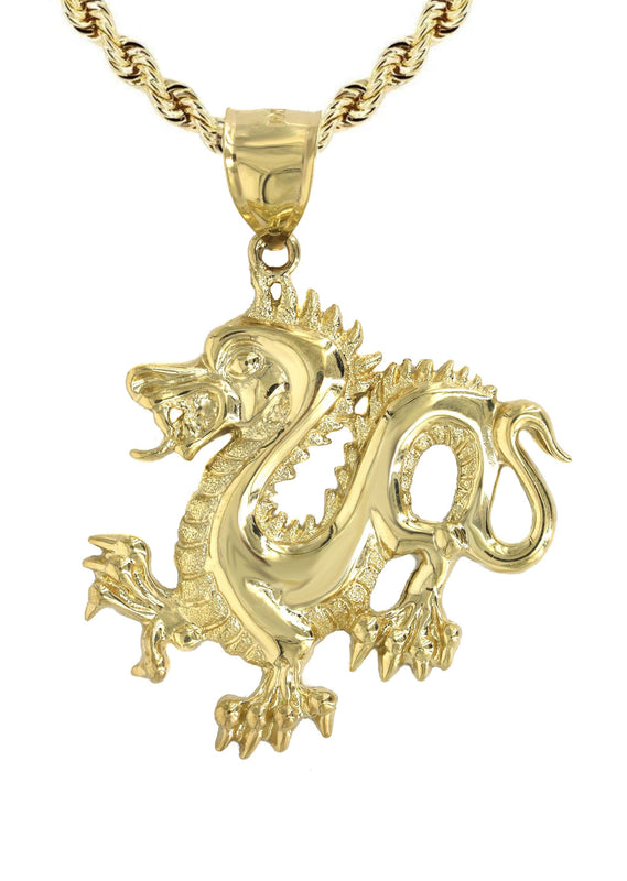 10K Yellow Gold Dragon Necklace | Appx. 18.9 Grams