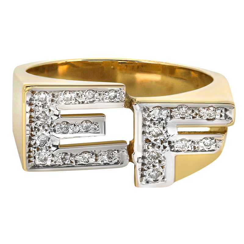 14K Diamond Initials Gold Name Ring | Style #108