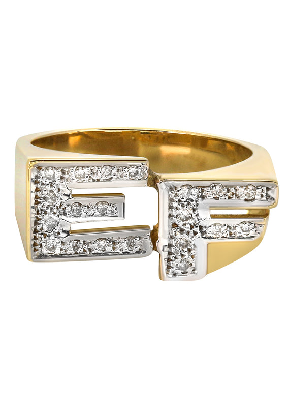 14K Diamond Initials Gold Name Ring | Style #108