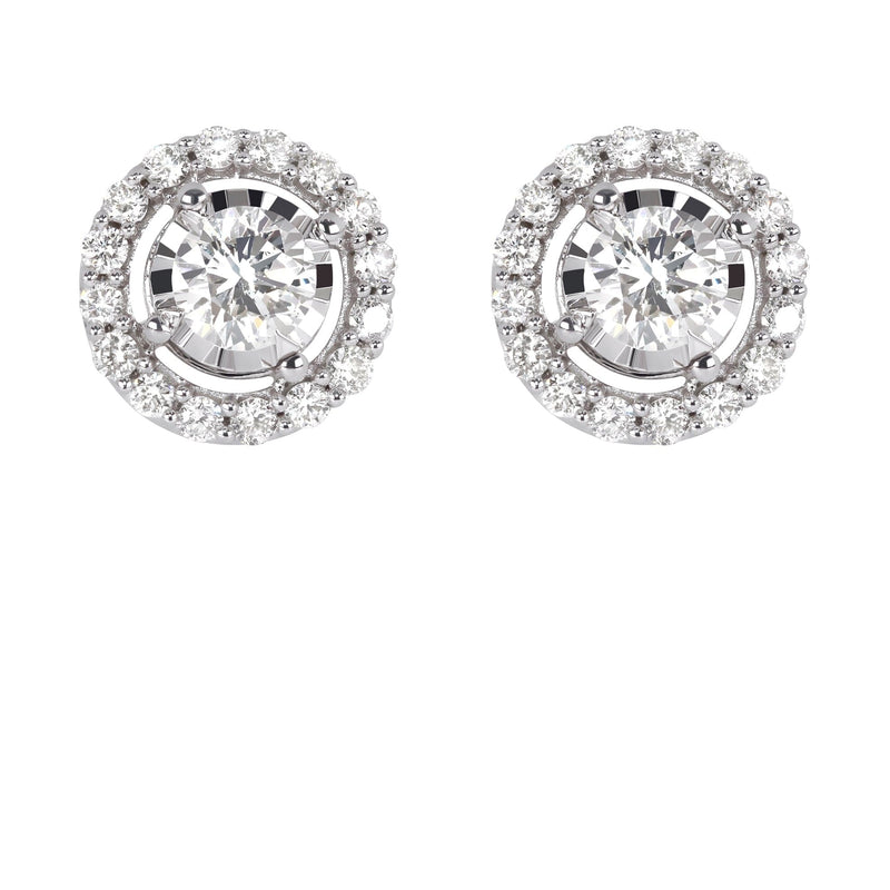 Mens Stud Diamond Earrings | 1.25 Carats 14K White Gold