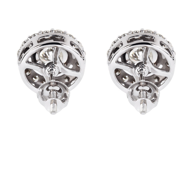 Mens Stud Diamond Earrings | 1.25 Carats 14K White Gold