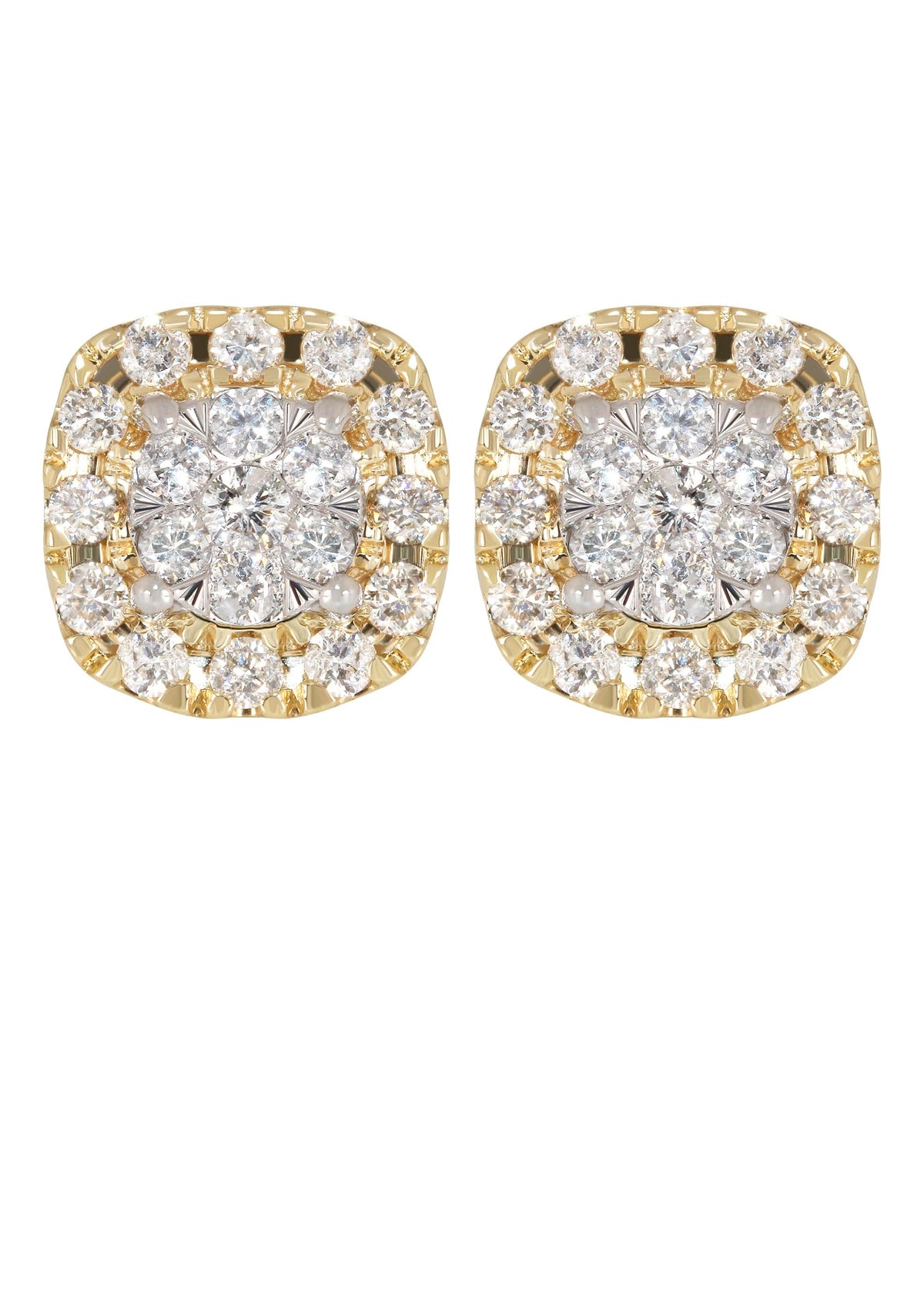 Mens Stud Diamond Earrings | 1.03 Carats 14K Yellow Gold