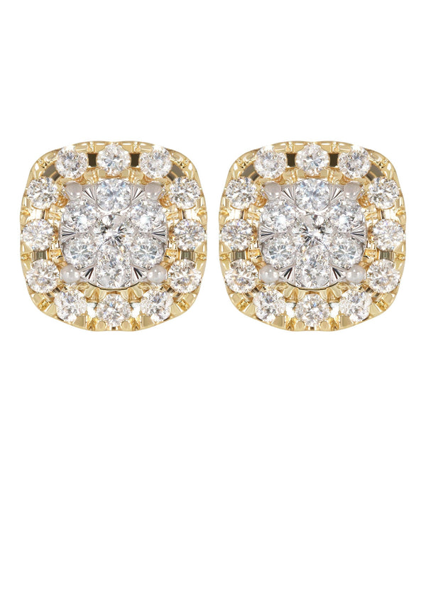 Mens Stud Diamond Earrings | 1.03 Carats 14K Yellow Gold