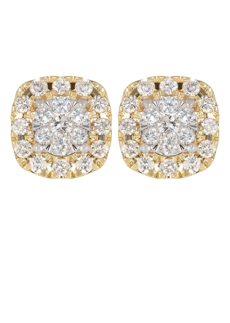 Mens Stud Diamond Earrings | 1.03 Carats 14K Yellow Gold