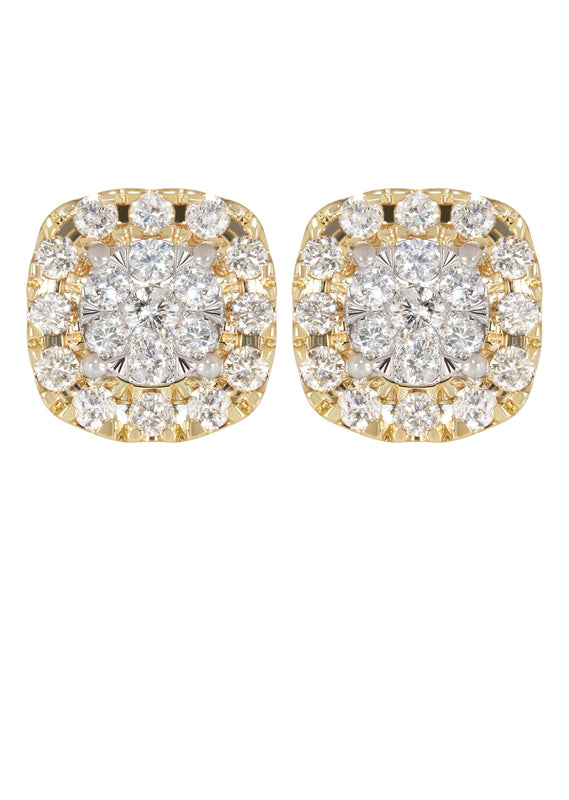 Mens Stud Diamond Earrings | 1.03 Carats 14K Yellow Gold