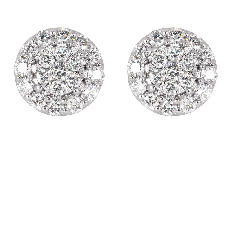 Mens Stud Diamond Earrings | 0.96 Carats 14K White Gold