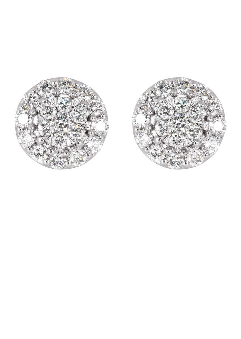 Mens Stud Diamond Earrings | 0.96 Carats 14K White Gold