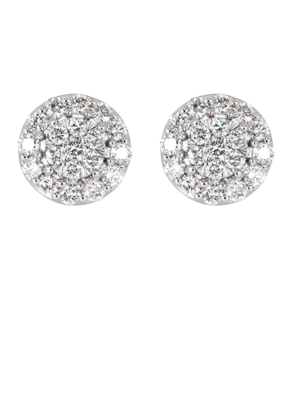 Mens Stud Diamond Earrings | 0.96 Carats 14K White Gold