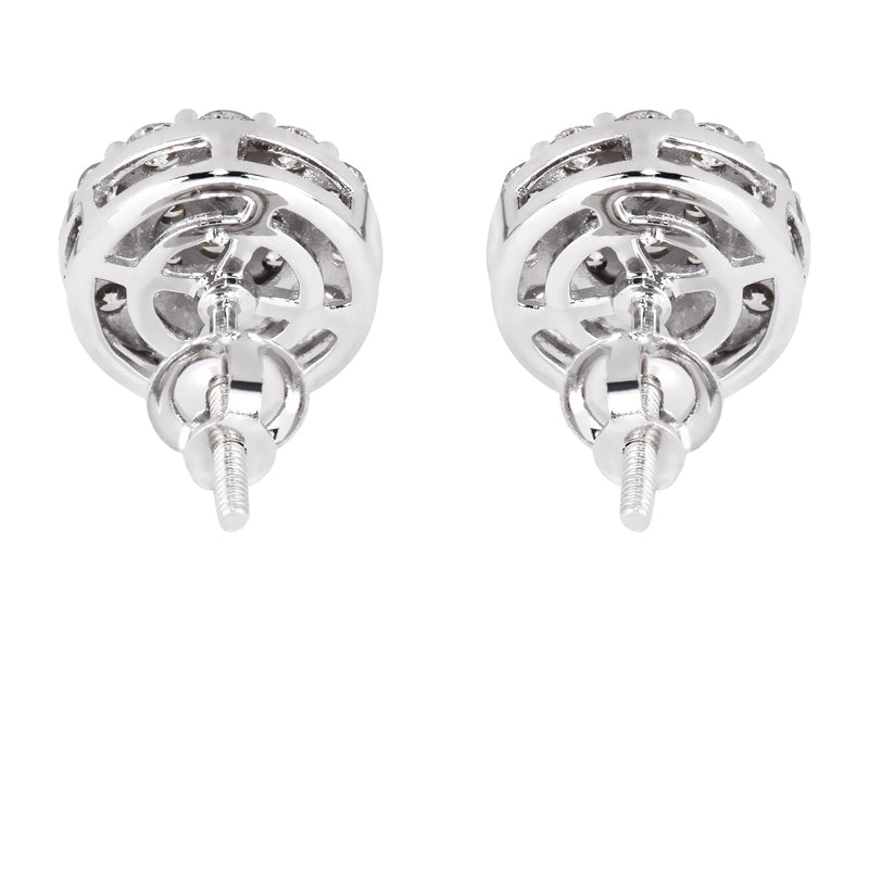 Mens Stud Diamond Earrings | 0.96 Carats 14K White Gold