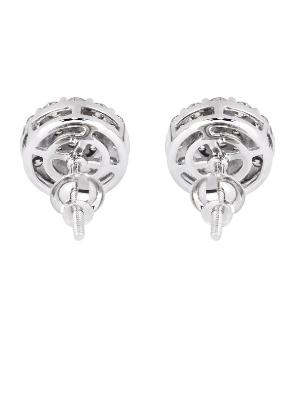 Mens Stud Diamond Earrings | 0.96 Carats 14K White Gold