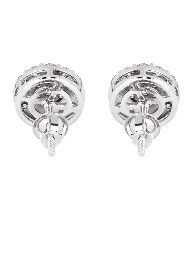 Mens Stud Diamond Earrings | 0.96 Carats 14K White Gold