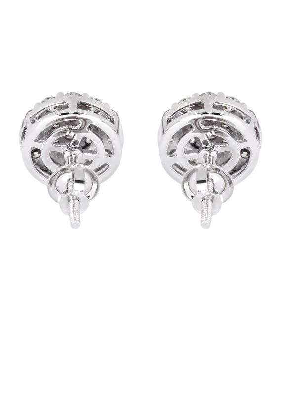Mens Stud Diamond Earrings | 0.96 Carats 14K White Gold