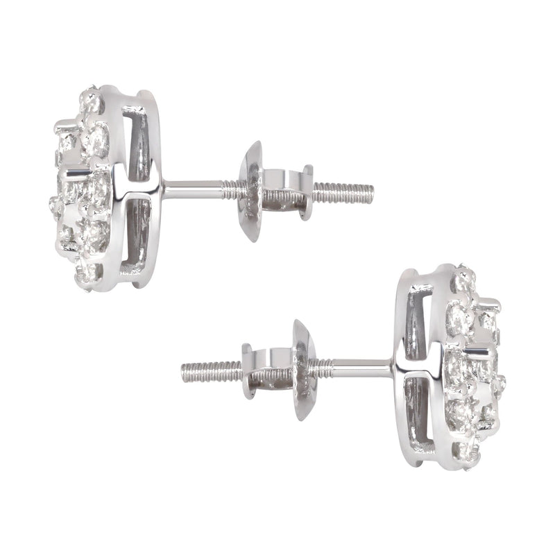 Mens Stud Diamond Earrings | 0.96 Carats 14K White Gold