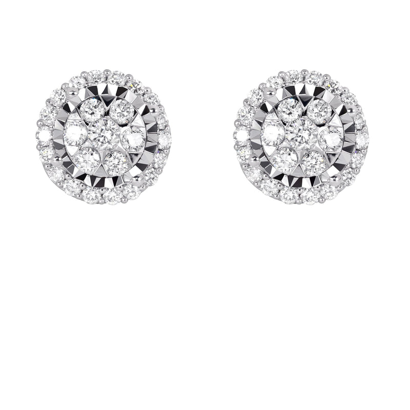 Mens Stud Diamond Earrings | 0.85 Carats 14K White Gold
