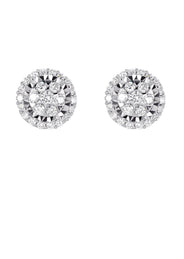 Mens Stud Diamond Earrings | 0.85 Carats 14K White Gold