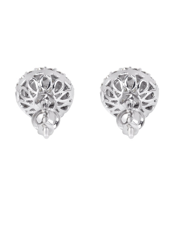 Mens Stud Diamond Earrings | 0.85 Carats 14K White Gold