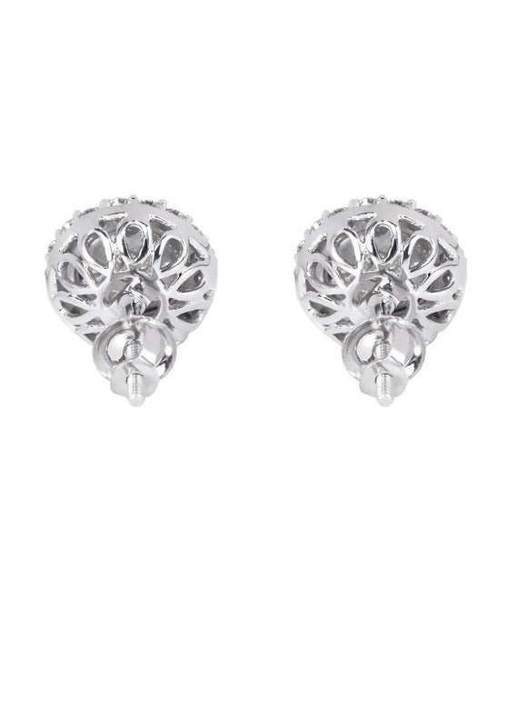Mens Stud Diamond Earrings | 0.85 Carats 14K White Gold