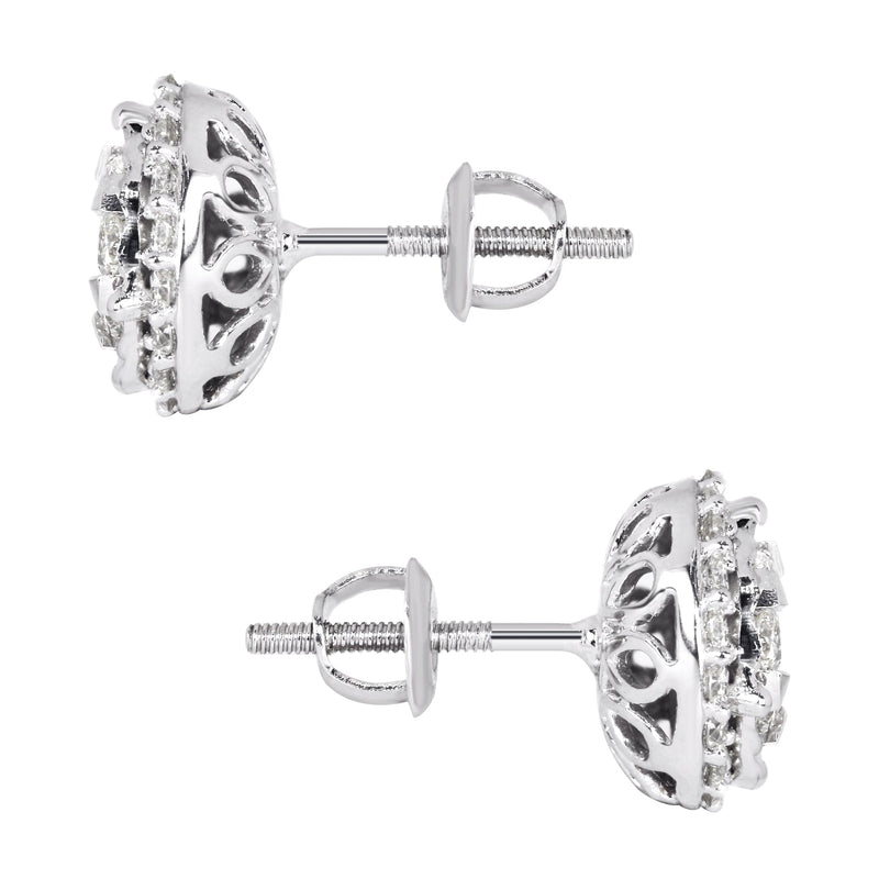 Mens Stud Diamond Earrings | 0.85 Carats 14K White Gold