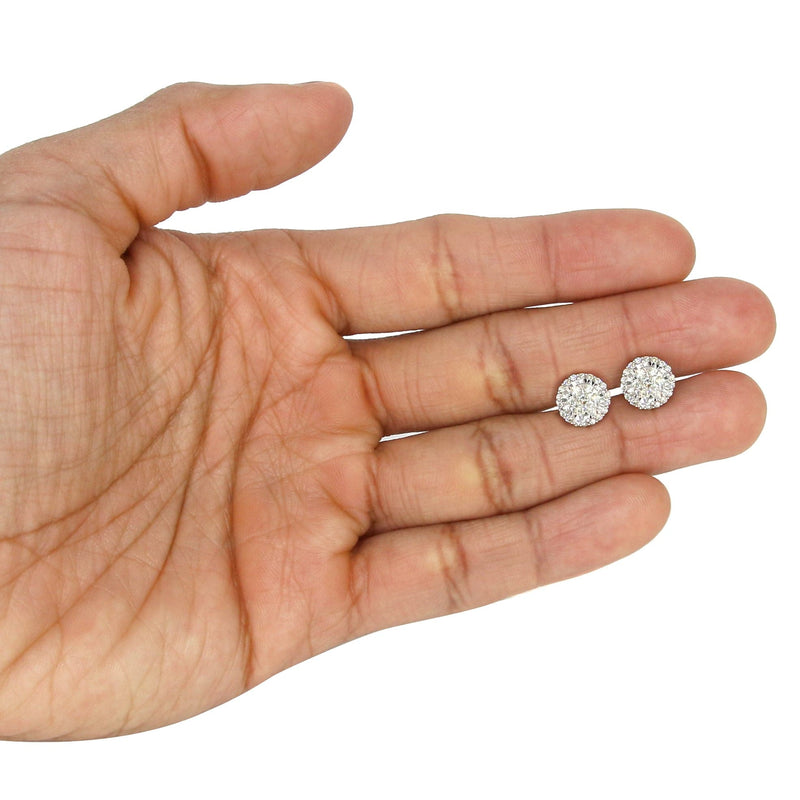 Mens Stud Diamond Earrings | 0.85 Carats 14K White Gold