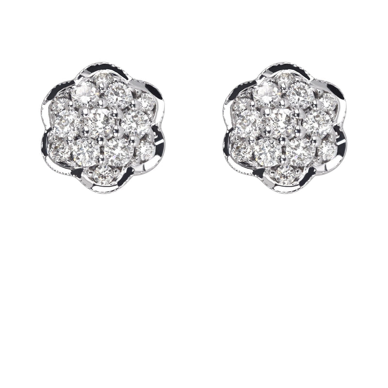 Mens Stud Diamond Earrings | 0.6 Carats 14K White Gold