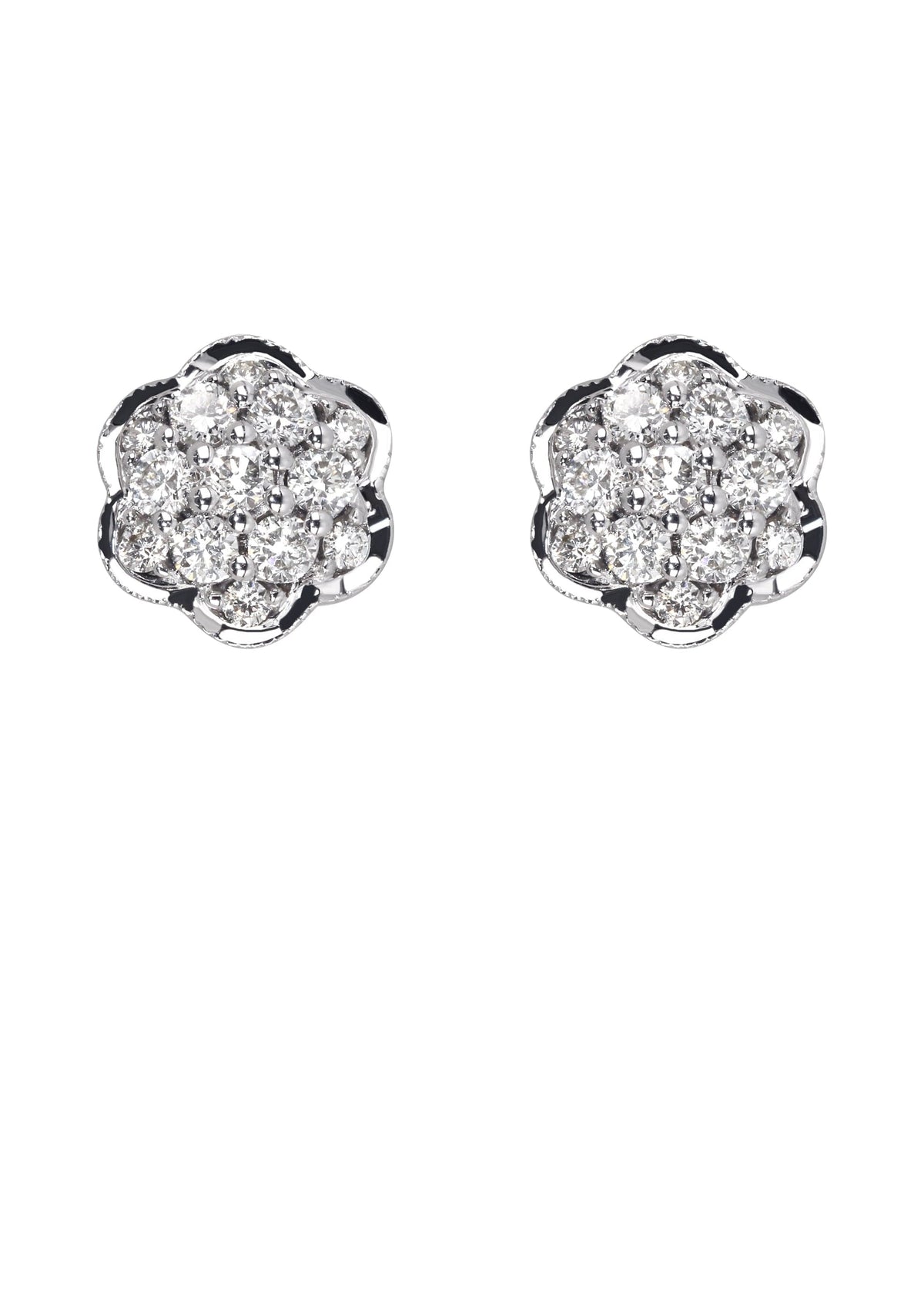 Mens Stud Diamond Earrings | 0.6 Carats 14K White Gold