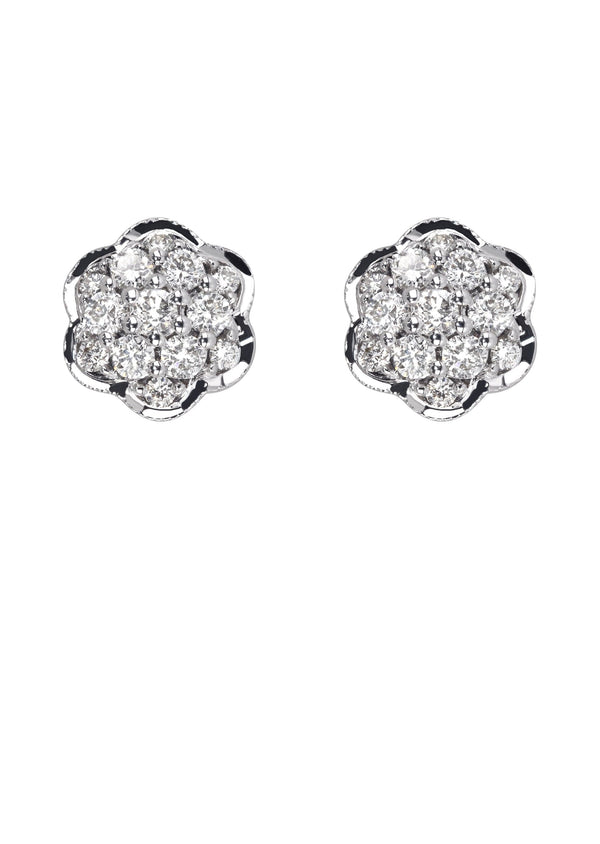 Mens Stud Diamond Earrings | 0.6 Carats 14K White Gold
