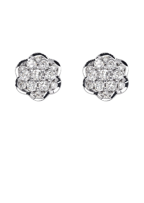 Mens Stud Diamond Earrings | 0.6 Carats 14K White Gold