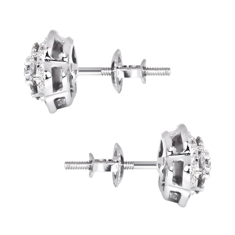 Mens Stud Diamond Earrings | 0.6 Carats 14K White Gold