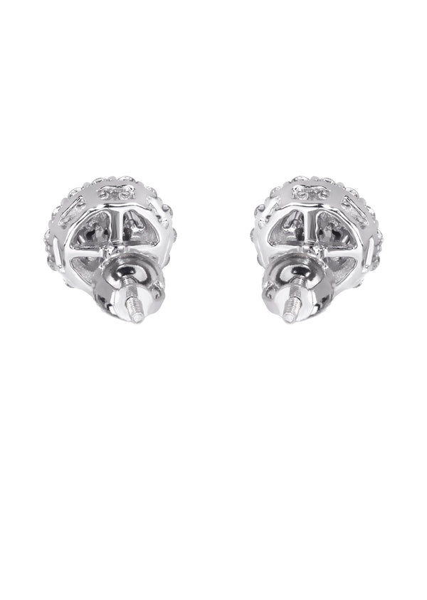 Mens Stud Diamond Earrings | 0.61 Carats 14K White Gold