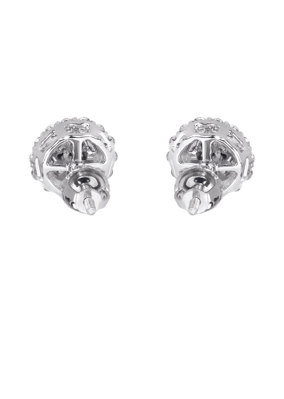 Mens Stud Diamond Earrings | 0.61 Carats 14K White Gold