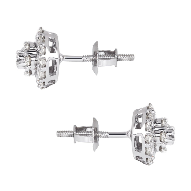 Mens Stud Diamond Earrings | 0.61 Carats 14K White Gold