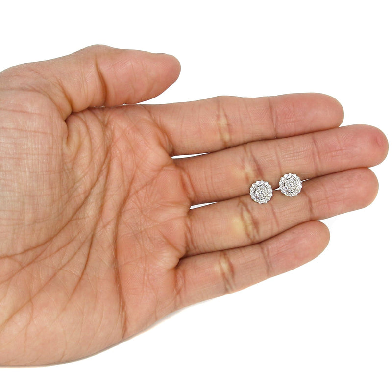 Mens Stud Diamond Earrings | 0.61 Carats 14K White Gold