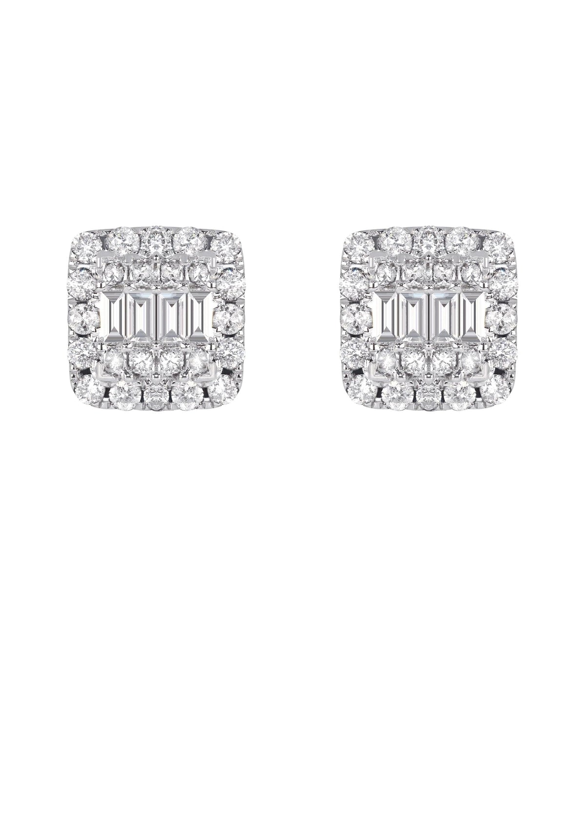 Mens Stud Diamond Earrings | 1.3 Carats 14K White Gold