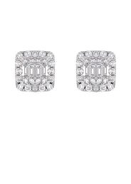 Mens Stud Diamond Earrings | 1.3 Carats 14K White Gold
