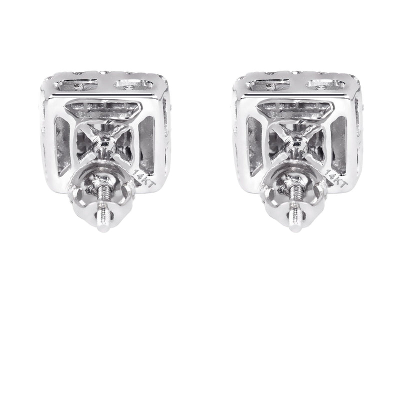 Mens Stud Diamond Earrings | 1.3 Carats 14K White Gold