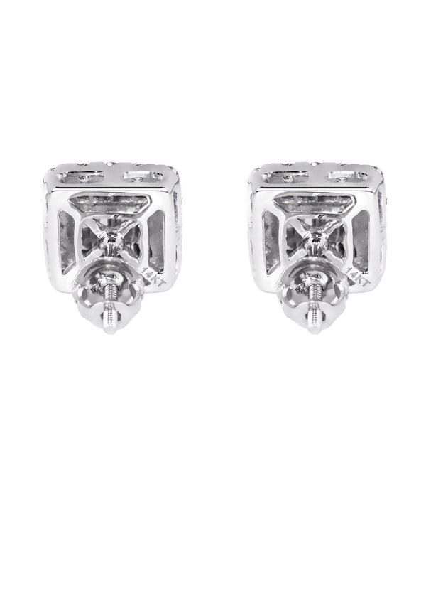 Mens Stud Diamond Earrings | 1.3 Carats 14K White Gold