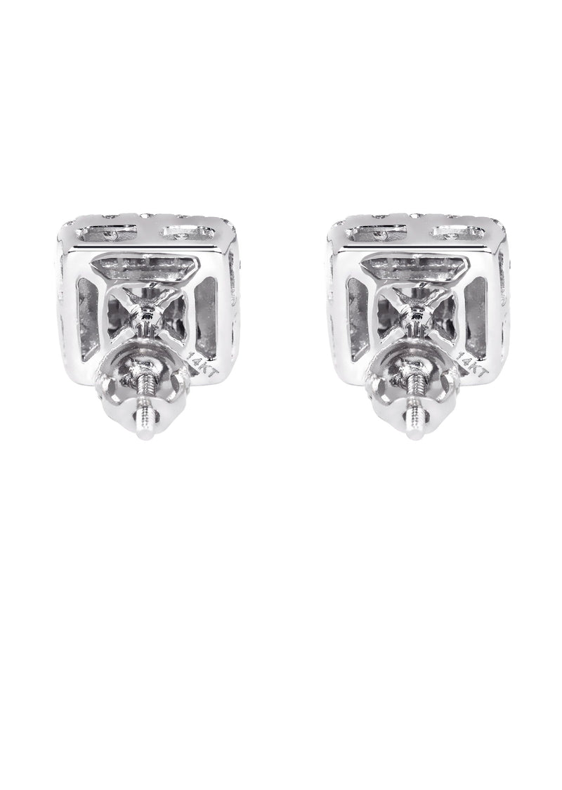 Mens Stud Diamond Earrings | 1.3 Carats 14K White Gold