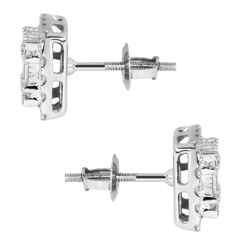 Mens Stud Diamond Earrings | 1.3 Carats 14K White Gold