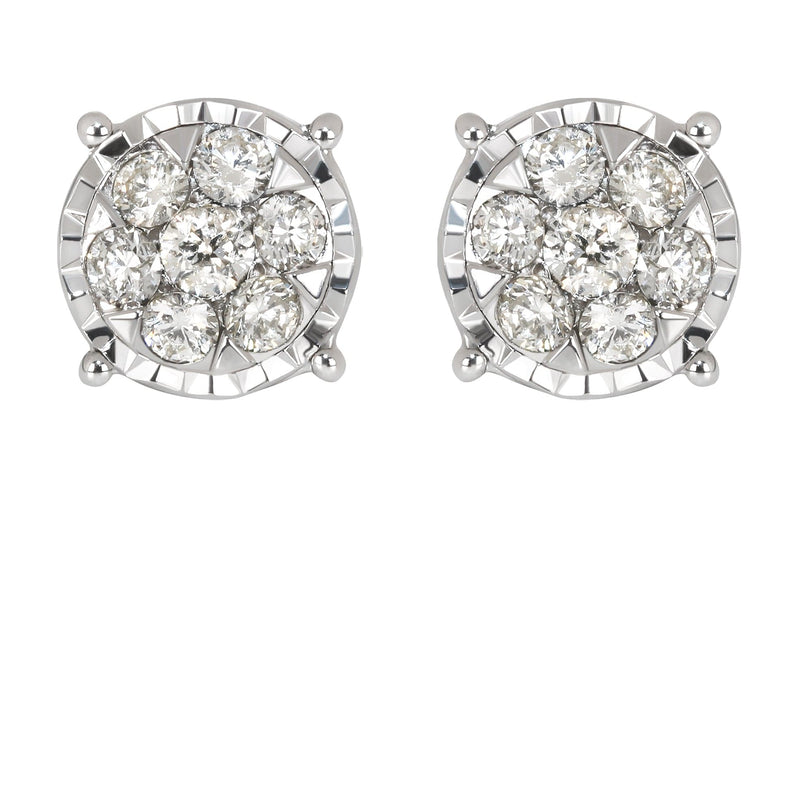 Mens Stud Diamond Earrings | 0.6 Carats 14K White Gold