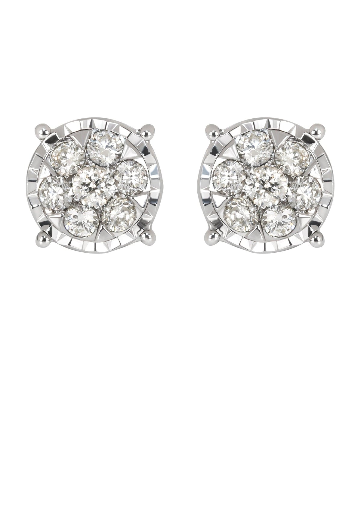 Mens Stud Diamond Earrings | 0.6 Carats 14K White Gold