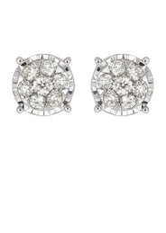 Mens Stud Diamond Earrings | 0.6 Carats 14K White Gold