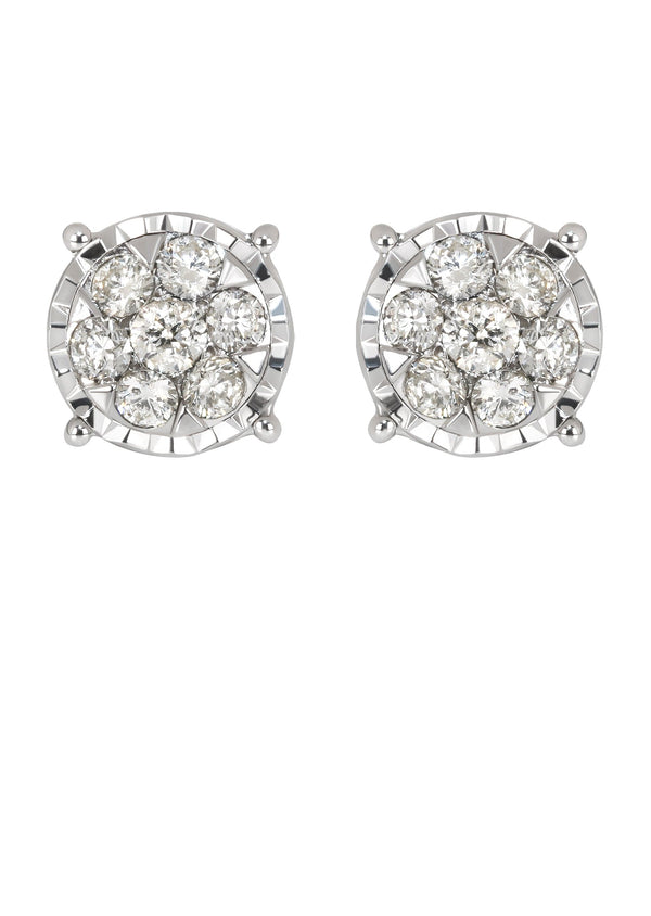 Mens Stud Diamond Earrings | 0.6 Carats 14K White Gold