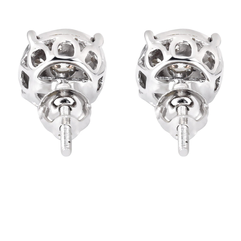 Mens Stud Diamond Earrings | 0.6 Carats 14K White Gold