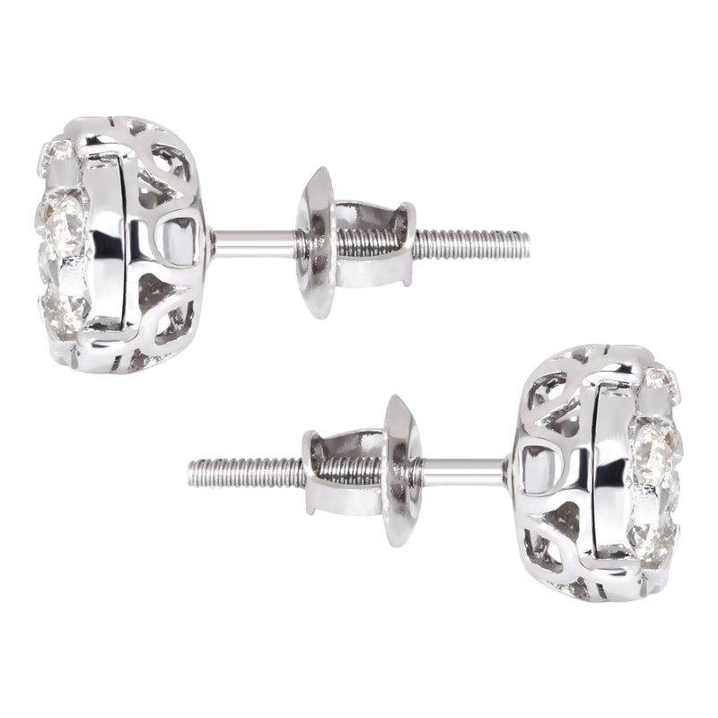 Mens Stud Diamond Earrings | 0.6 Carats 14K White Gold