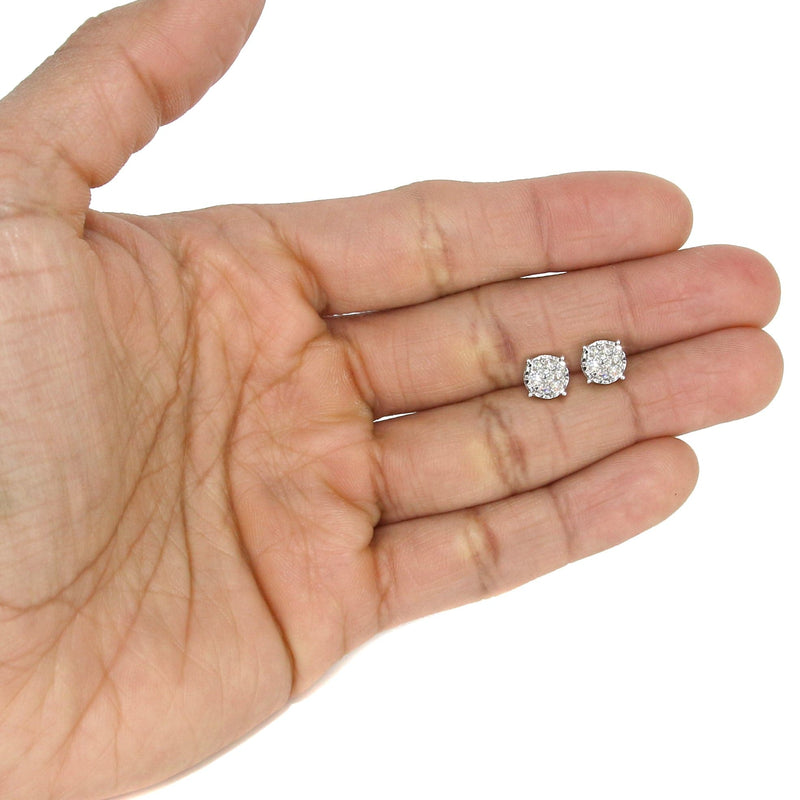 Mens Stud Diamond Earrings | 0.6 Carats 14K White Gold