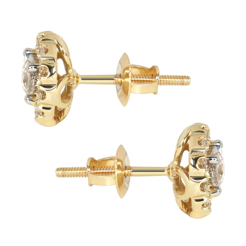 Mens Stud Diamond Earrings | 0.67 Carats 14K Yellow Gold