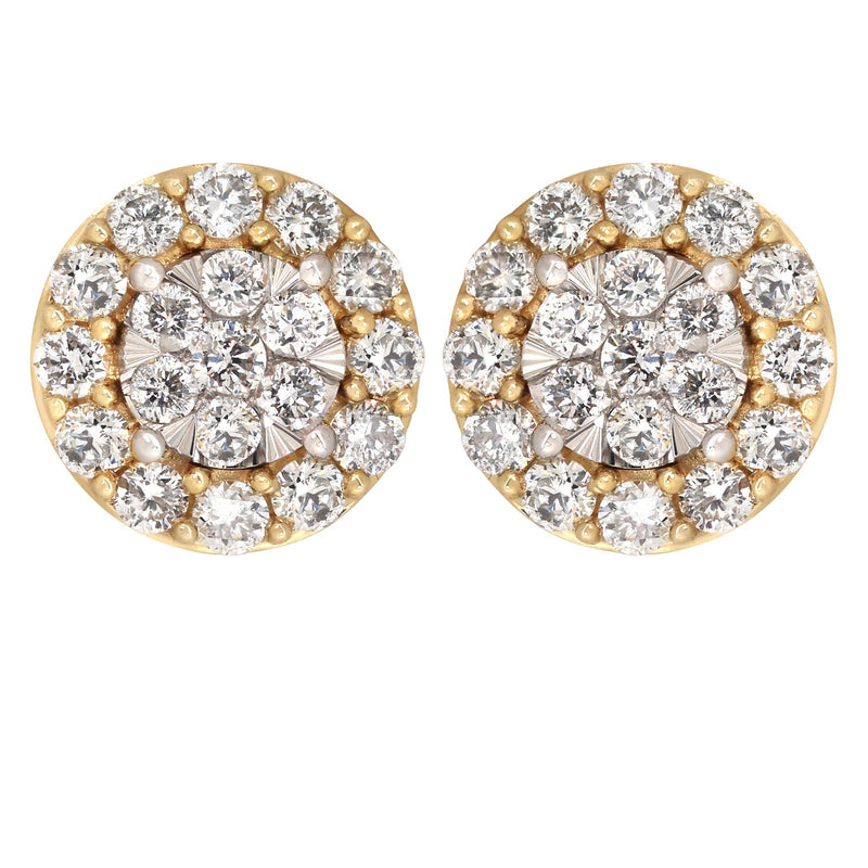 Mens Stud Diamond Earrings | 1.1 Carats 14K Yellow Gold