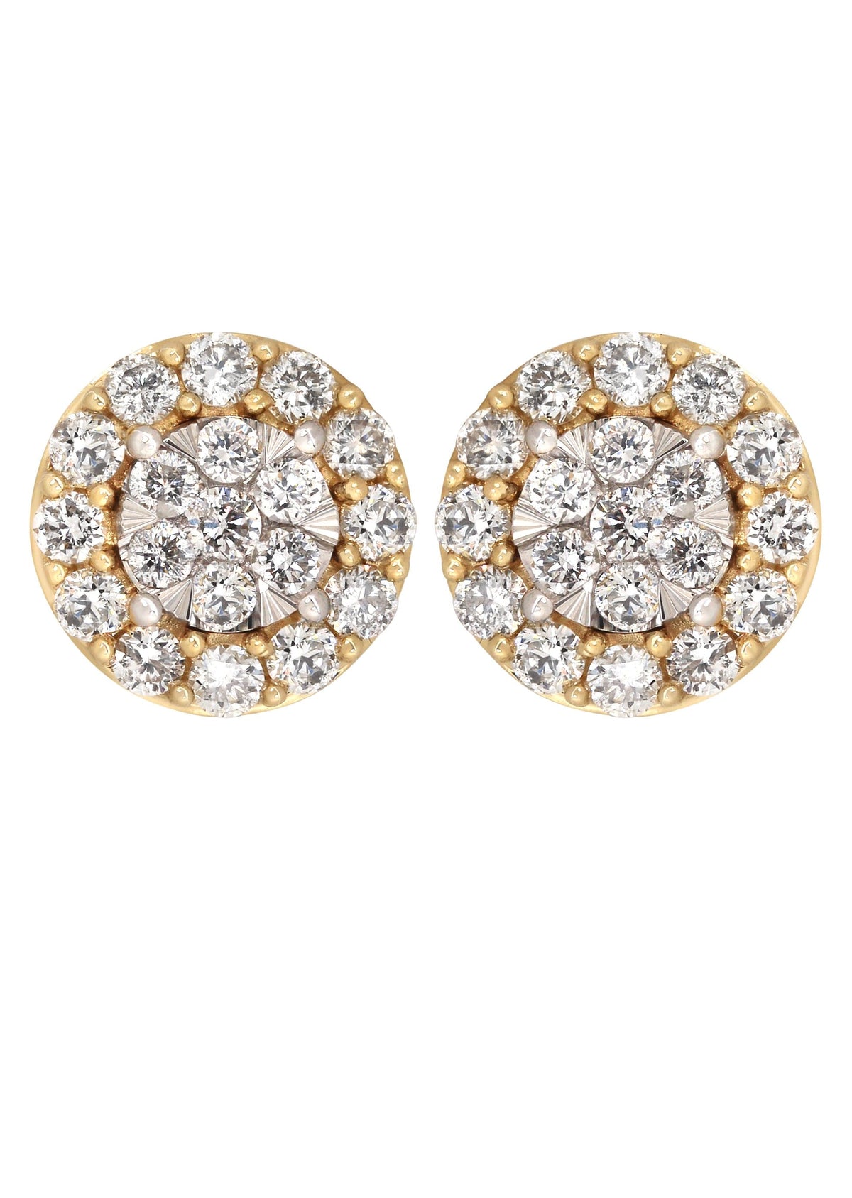 Mens Stud Diamond Earrings | 1.1 Carats 14K Yellow Gold